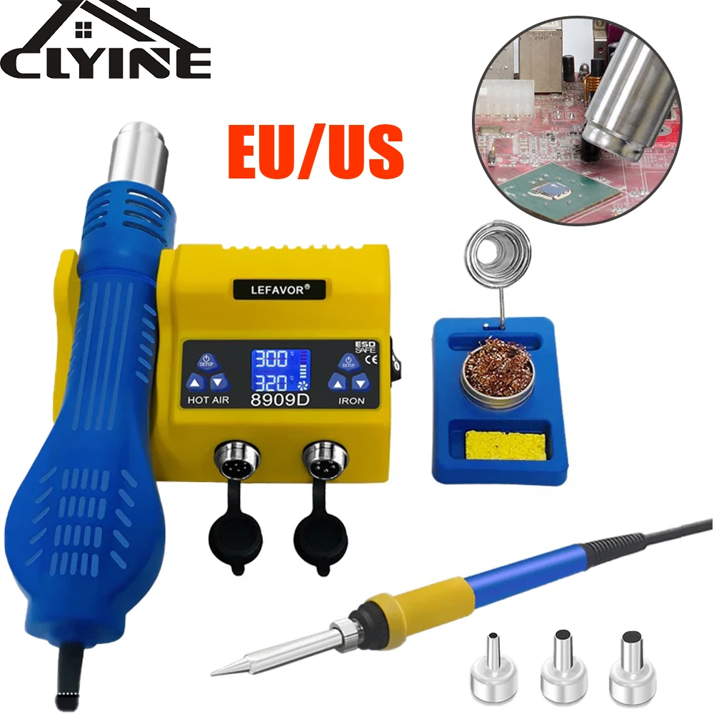 

2 in 1 Soldering Station Digital Display Hot Air Gun Welding Rework Phone BGA SMD Repair Solder Iron Thermal Blower For Welding