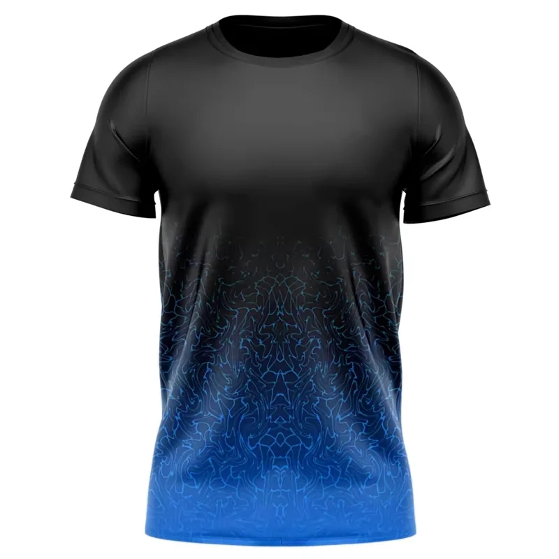 

Fashion 3D Gradient Print Men's T-Shirts Outdoor Running Fitness Sports Short Sleeve Summer Quick Drying Breathable Gym Clothing