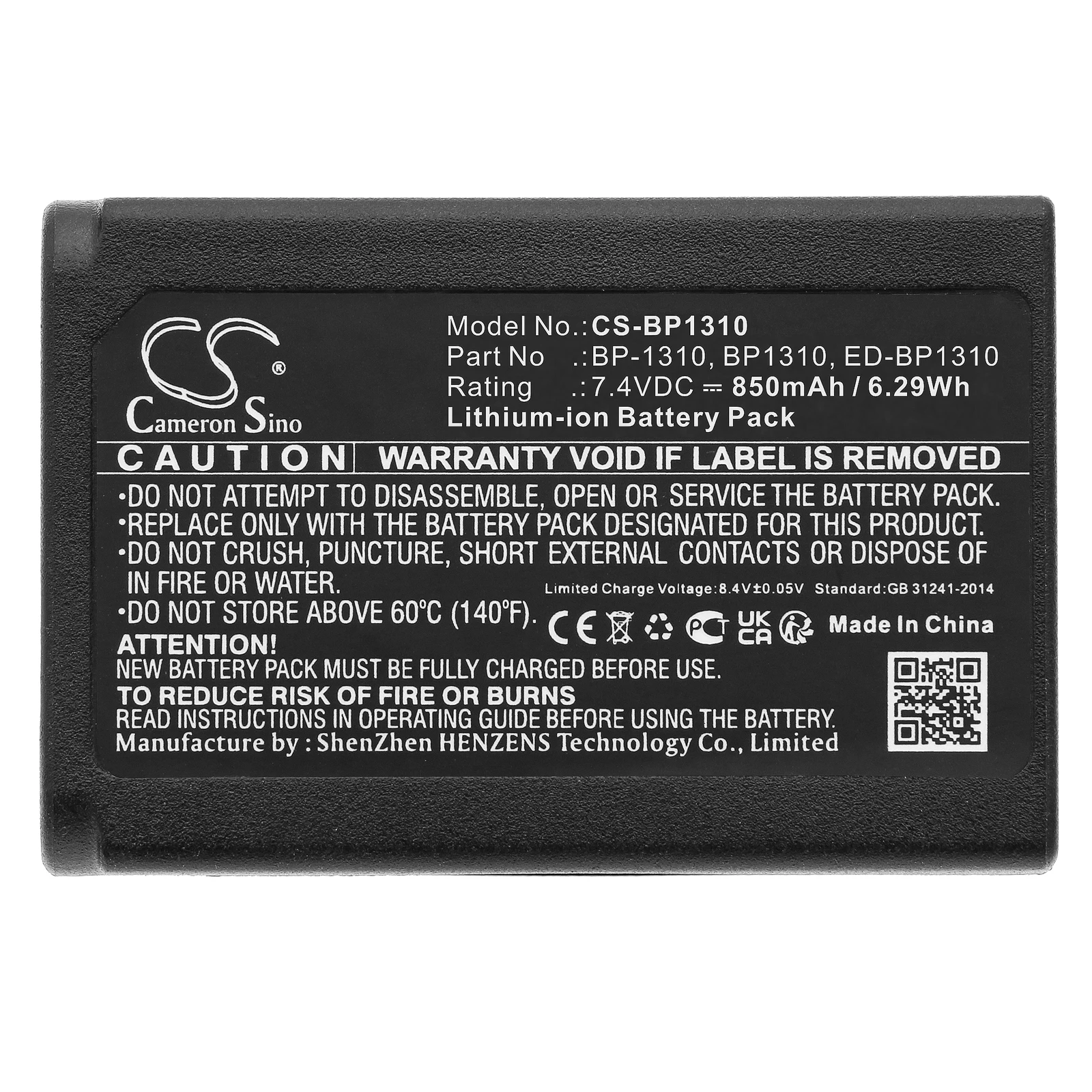 

Li-ion Camera Battery for Samsung,7.4V,850mAh,NX10 NX5 NX11 NX100 NX20,ED-BP1310 BP1310