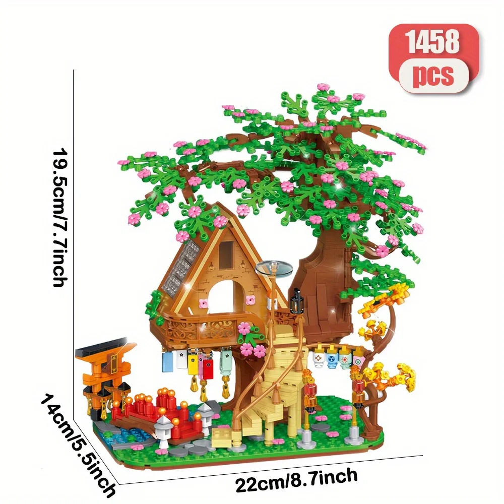 Mini Bricks 1458pcs Tree House Model Building Blocks Set Create Adorable Street Views Architectural Masterpieces for Decoration