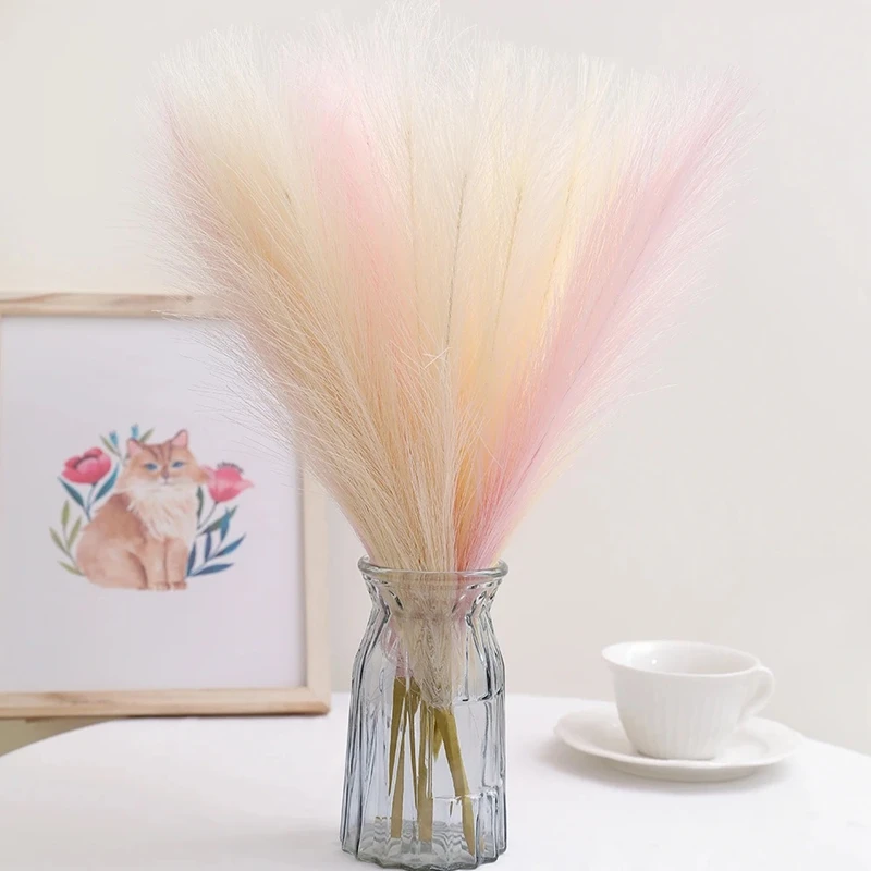 1Pcs Artificial 44CM Pampas Grass Bouquet for Home Bedroom Room Wedding Decoration Fake Plant Simulation Dried Flower Reed