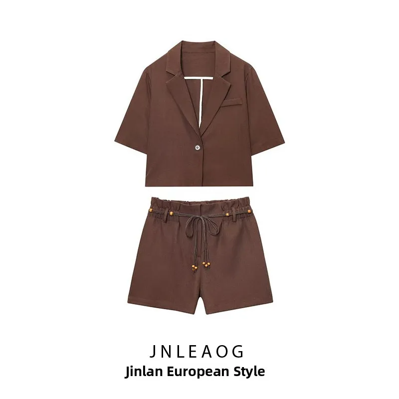 Faionable Beaded Waist Belt Casual orts JNLEAOG Spring New Women's Wear Sle Casual ort Sve Flip Collar Top