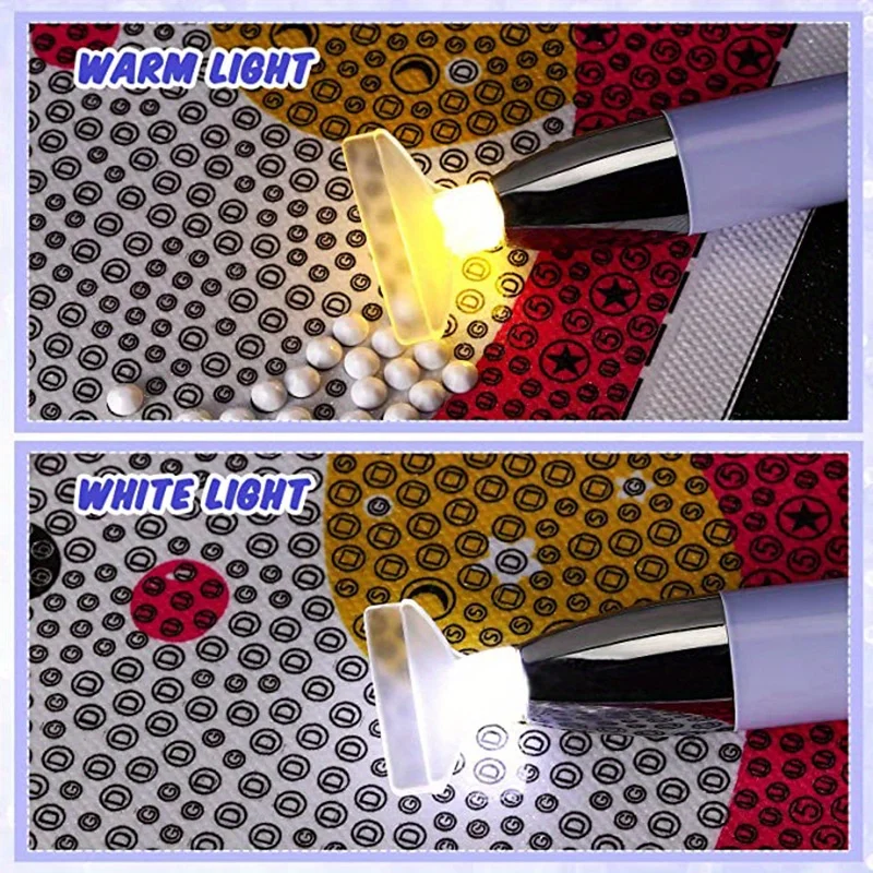 USB Charge Diamond Painting Pen, LED Diamond Pen, 5D Diamond Painting Accessorise Tools, With 2 Modes Light, No Need USB Cable