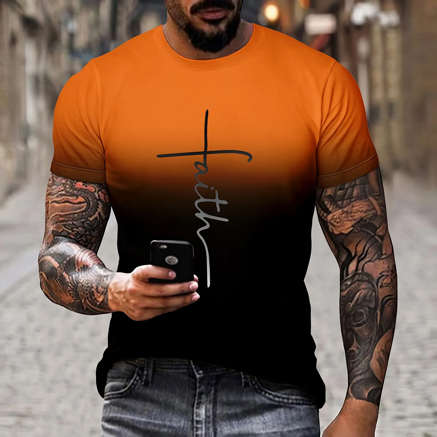 New 3D digital printing must-have short sleeved T-shirt for trendy mensuitable for street men's clothing fashion and leisuremen'