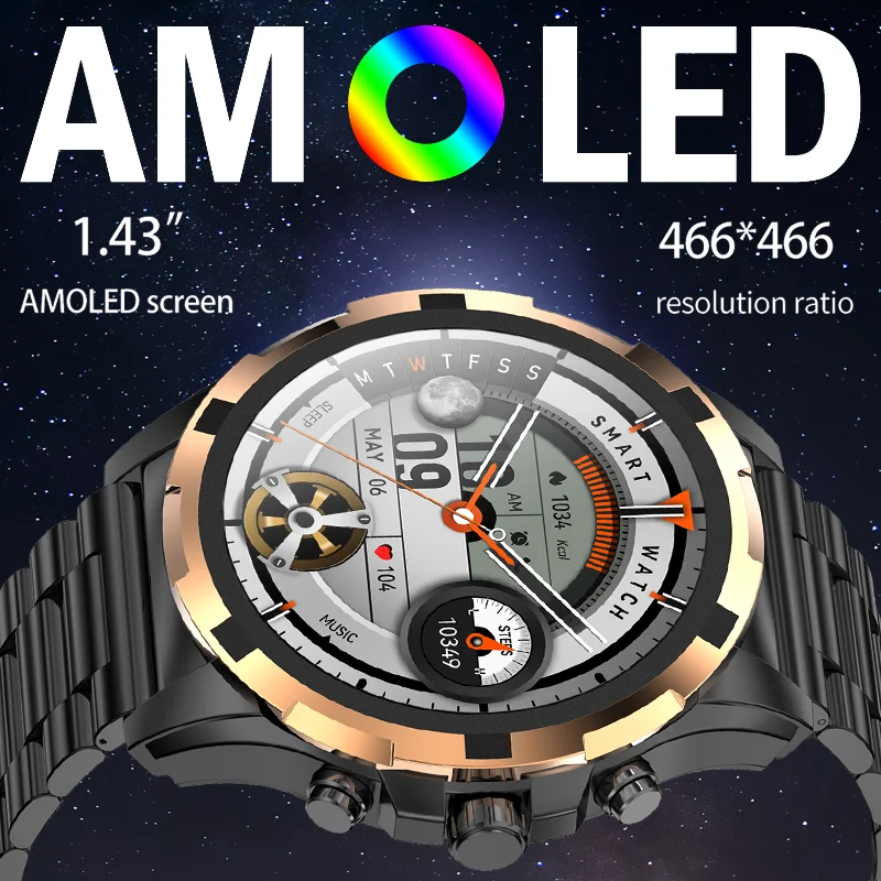 Amoled-AndroidおよびiOS電話用のコネクテッドウォッチnfc,Bluetooth,通話,音声アシスタント,身体活動モニター,新しい2024