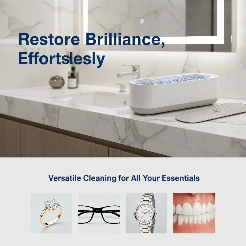Dual Power Ultrasonic Cleaning Machine USB Rechargeable Battery Operated 1 Set for Rings Watch Glasses Travel Gifts