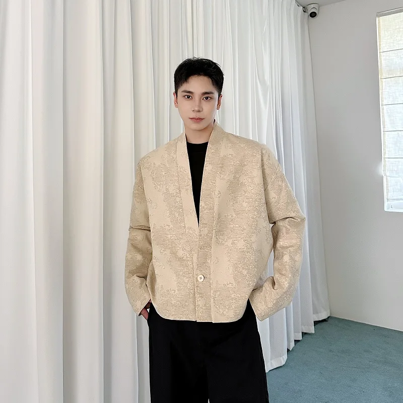 

Spring Autumn New Flax ort Casual Men's Suit Jaet Embroidered Simple Retro Trendy Brand High Sense Youth ular Sle