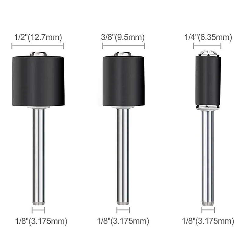 6pcs Rubber Drum Mandrels 1/8 Inch Shank for Dremel Accessories Rotary Tools 1/2 3/8 1/4 Inch Mandrels for Sanding Grinding