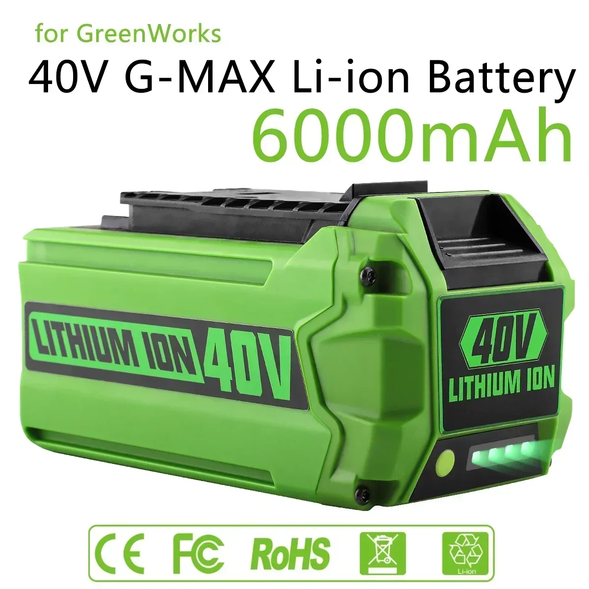

2024 for Greenworks 40V Battery 6Ah GreenWorks G-MAX Li-ion Battery Manufacturer Replacement Battery for Lawn Mower Power Tools