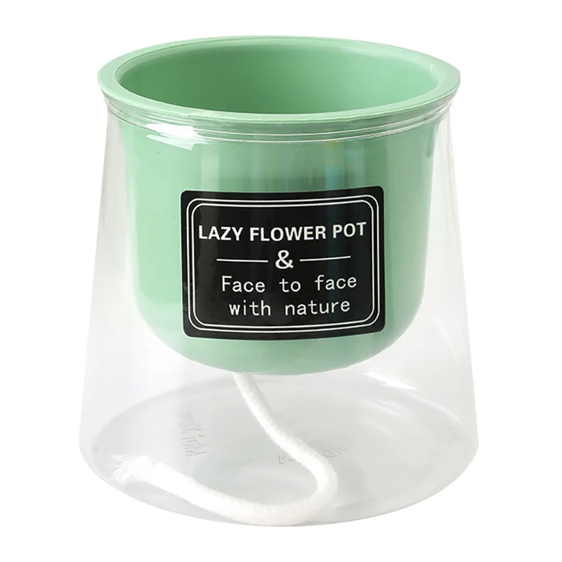 

Ленивый гидропонный цветочный горшок, автоматический водопоглощающий цветочный горшок, прозрачный пластиковый самополивающийся горшок, офисный декор для рабочего стола