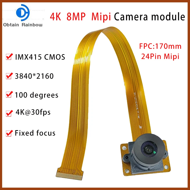 3840 x 2160 4K 8MP HD IMX415 MIPI Camera Module Fixed Focus 100Degree 24-PIN MIPI CSI For Product Vision