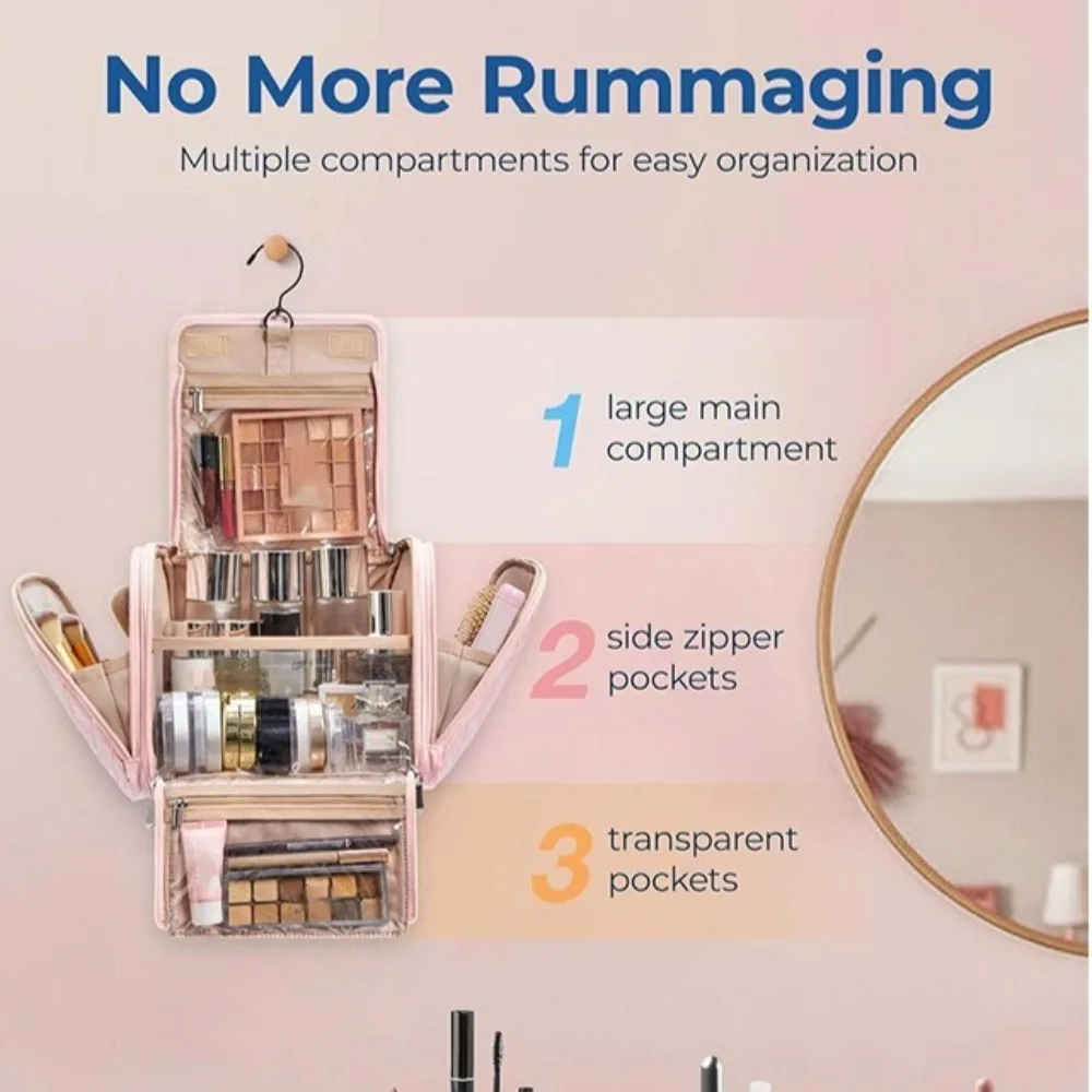 

Легкая нейлоновая косметичка-органайзер зеленого цвета с ромбовидным узором, с крючком, большой вместимости, с разделителями, водонепроницаемая, для хранения туалетных принадлежностей