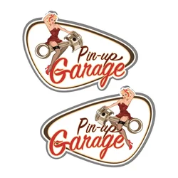 New Design Can Be Customized Set Up Lee + Re Pin Up Garage Old School Stickers Bobber Coffee Racer Vintage Decal, 13cm