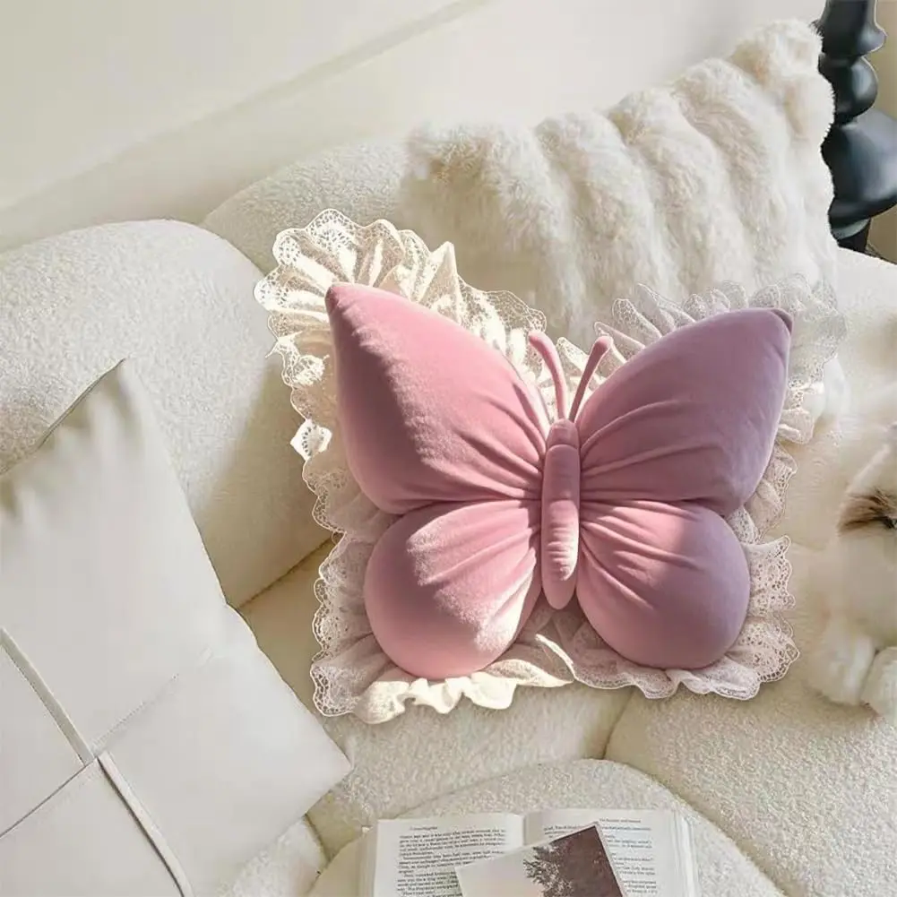 Princess Ins Butterfly Office Pillow Special Home Decor Cushion for Bedroom Car Sofa Lace Design Bed Home Special Pillow