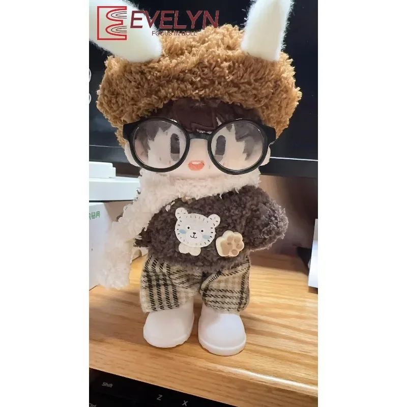 Evelyn 10cm cotton doll clothes for autumn and winter, Maillard color set, plush doll dress up, 10cm doll clothes