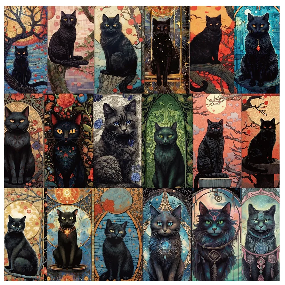 10/30/60 قطعة خمر القط الأسود بطاقة الكتابة على الجدران ملصقات الكرتون الإبداعية القوطية الشارات DIY بها بنفسك محمول الهاتف سجل القصاصات ملصق التعبئة #1