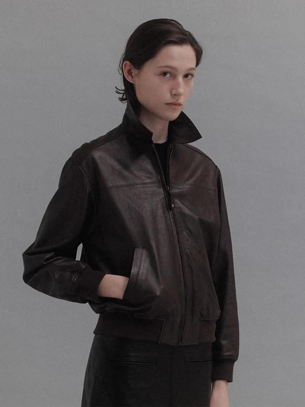 Or feminino zíper couro jaet longo sve retro motocicleta sle gola outono inverno nova chegada design faion