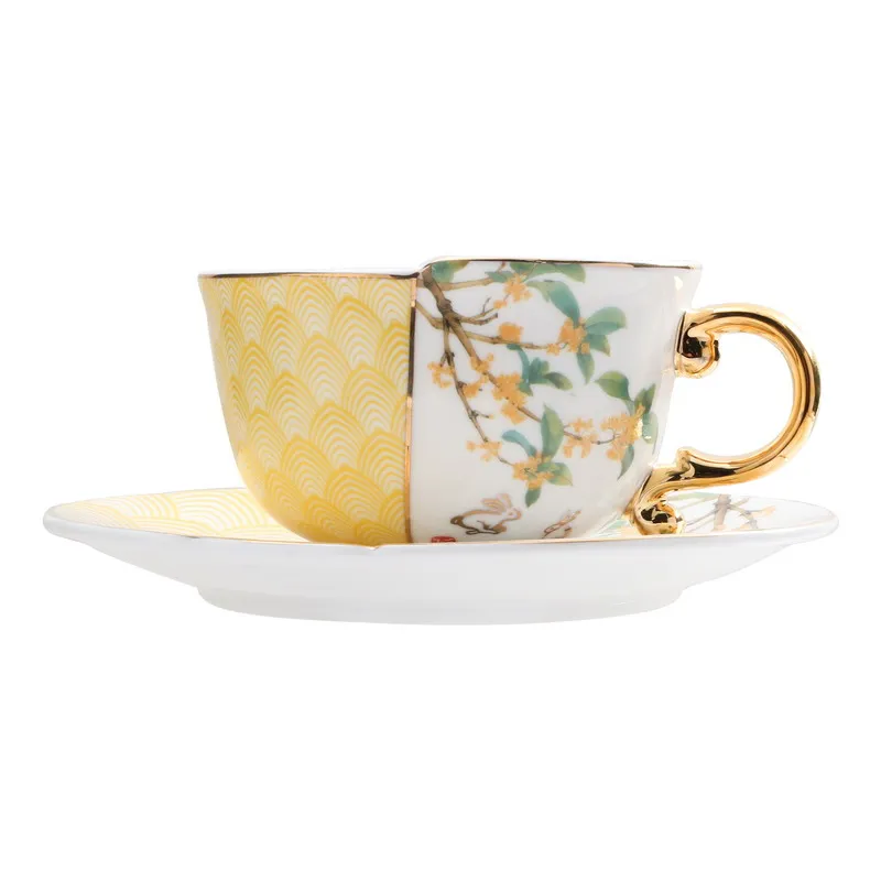 

Coffee Tea & Espresso Supplies Ceramic Tea Cup and Saucer Set with Color Box Packing