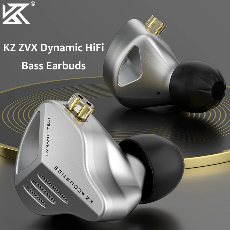 KZ ZVX IEM Headphone Dynamic HIFI Bass Earbuds Sports Music Noise Cancelling Wired Headphone with High Purity OFC 2 PIN Cable