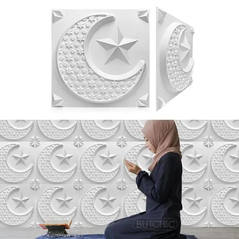 Islamic Mosque Morocco Door Wall Art Painting Golden 3D Wall Stickers Muslim 3D Wall Panel Bohemia Arab Modern Home Room Decor