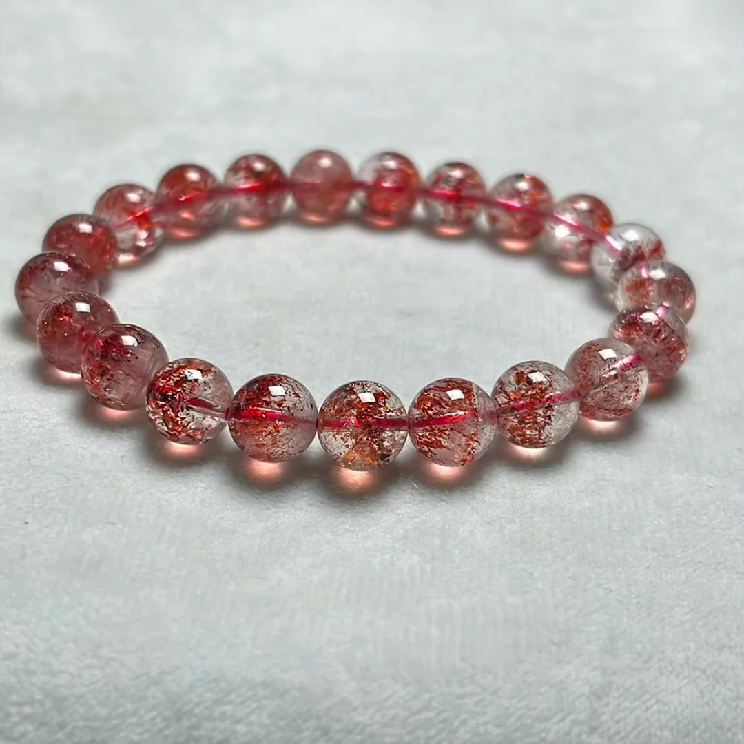 

Natural Red Super Seven 7 Lepidocrocite Quartz Beads Bracelet 9.6mm Clear Beads Stretch Jewelry Rutilated AAAAA