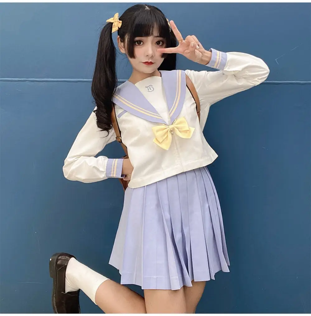 Traje Jk básico de mar para mujer, conjunto de uniforme escolar japonés, Falda plisada de marinero, disfraces de Anime Fuku de verano, recién