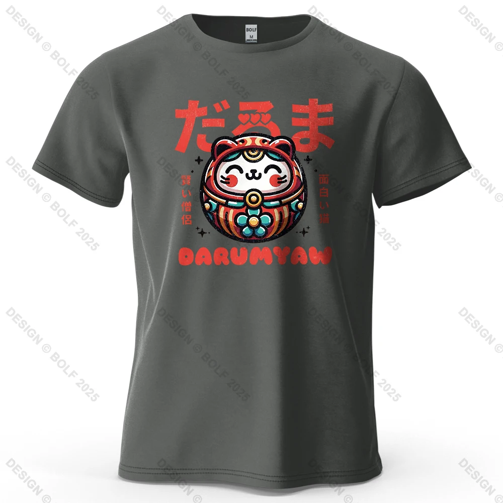 Damo Pattern Cute Printed Daily T-shirt Lucky Talisman Printed Women's Top T-shirt Street Fashion Basic Clothing