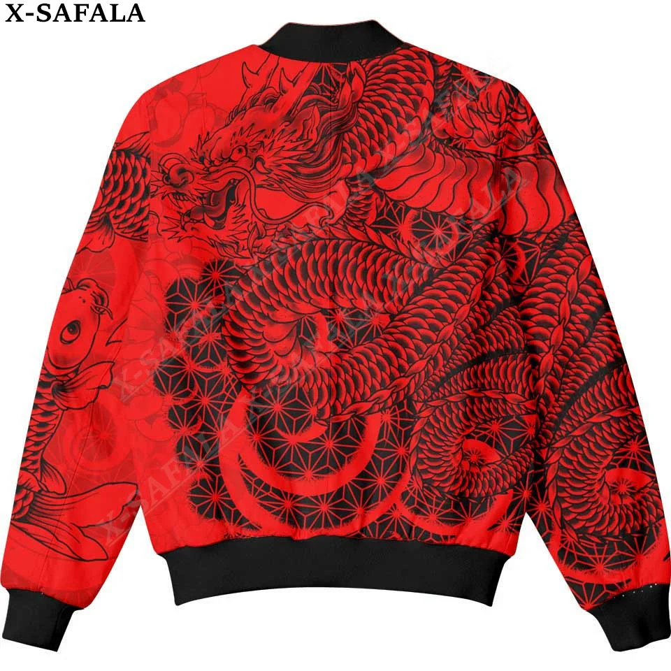 Mens Unisex 3D Bomber Jackets Tattoo Symbol BUSHIDO TATSU Dragon Print Zipper Casual Harajuku Men Coat Streetwear Thick Coats-8