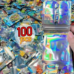 100/10PCS Laser Sealing Bags Plastic Holographic Candy Food Pouch Resealable Necklace Jewelry Gift Packaging Kitchen Storage Bag