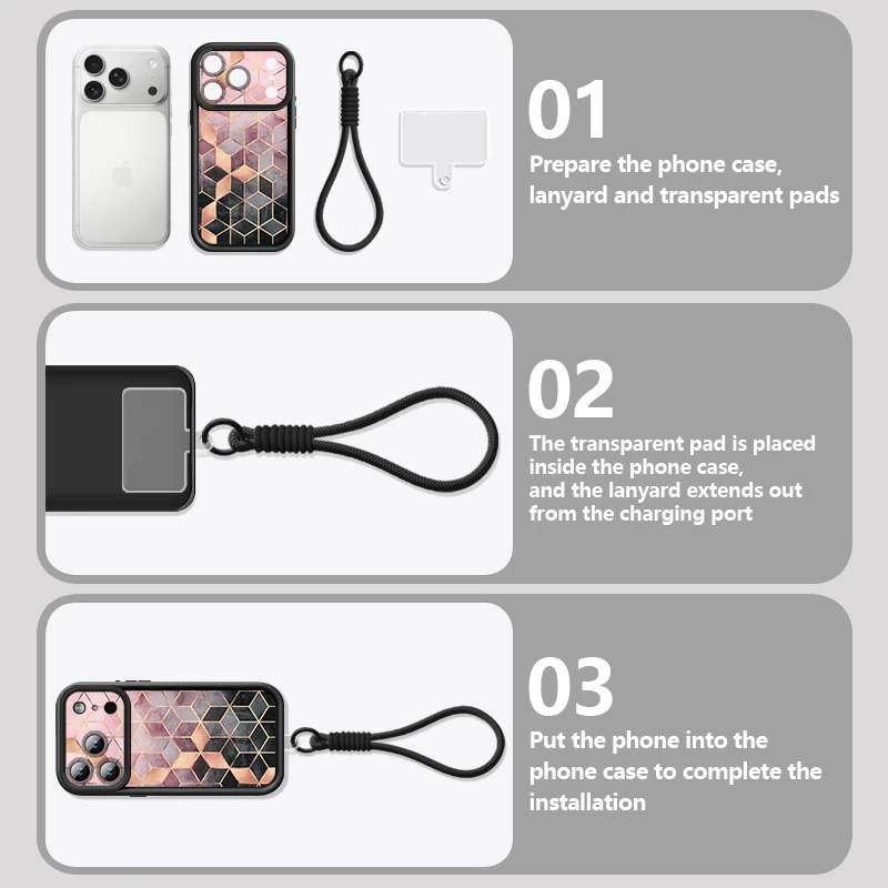 Wrist Strap Lanyard Phone Case For iPhone 17 Pro Max 17e 16e 16 14 15 13 Pro Max 11 Marble Pattern Soft TPU Silicone Back Cover view 5