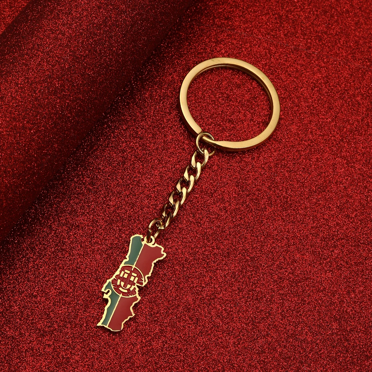 Kadınlar için paslanmaz çelik portekiz haritası bayrak takı portekizce PRT anahtarlık