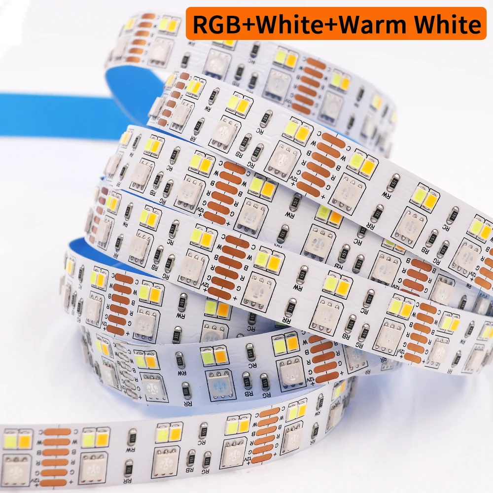 Dc 12V Rgb Cct Led Strip Rgb Wit + Warm Wit 5050 2835 180Leds/M Flexibele Lint Touw Lampjes Eu Us Au Uk Set Met Afstandsbediening