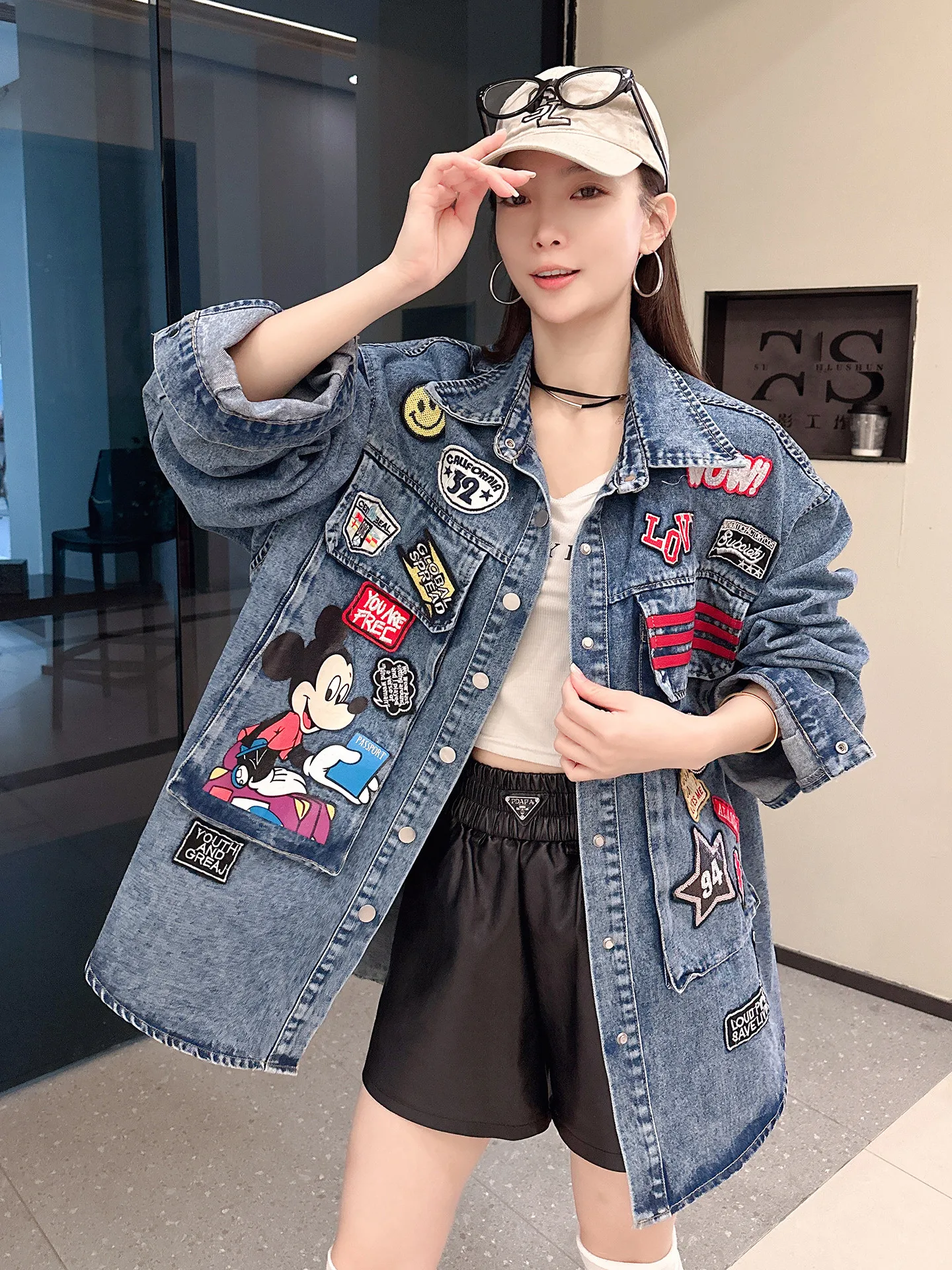 

Unique Faionable Women's Denim irt Spring Autumn Medium Length Luxury Sensation Casual Sle Pure Cotton Long Sve
