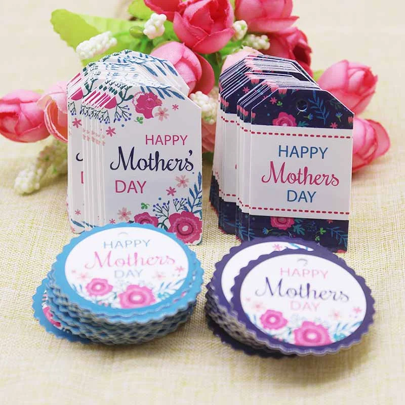New diy Happy father\'s/mother\'s day package gifts hang tag 5x3cm /4x4cm 50tag white round paper party suppiles card tag