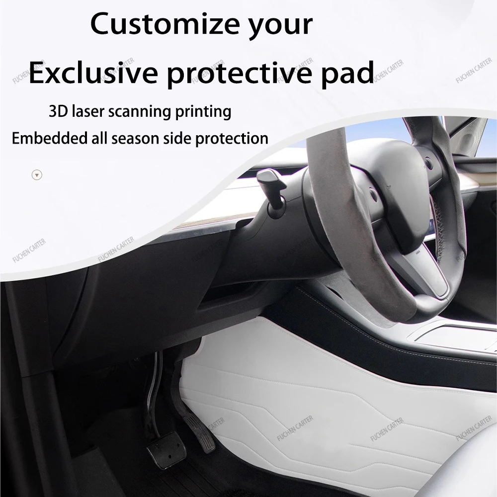 For Tesla Model Y Juniper 2025 brand-new design Nappa leather Side Defense Kick Pad Central Control Protective Foot Pad Interior