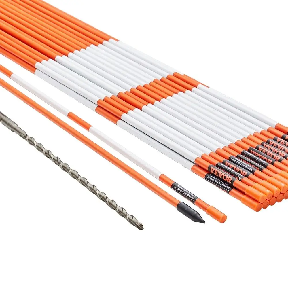 

30PCS48inch0.4inchDiameterOrangeFiberglassPolesSnowStakesWithReflectiveTape12inchSteelDrillBitProtectionGlovesforParkingLotsWalk