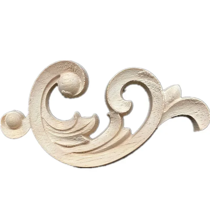 11cm Wood Applique Carved Decal Corner Floral Onlay Applique Frame for Wall Doors Furniture Decor Figurines Accessories