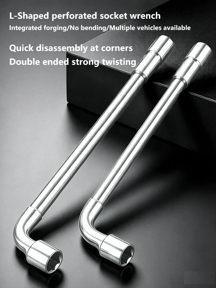 Pipe Wrench L-Shaped Socket Wrench 7-Shaped Elbow Perforated Outer Hexagonal Socket 7/8/10/12/14/17mm