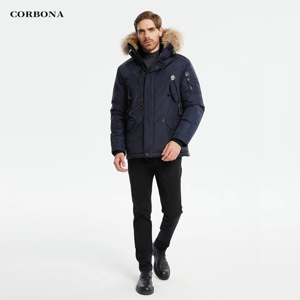 2023 CORBONA New Men\'s Jackets Winter Coat Real Ful Collar  Multifunctional Business Fashion Down Cotton Parka Thick Casual