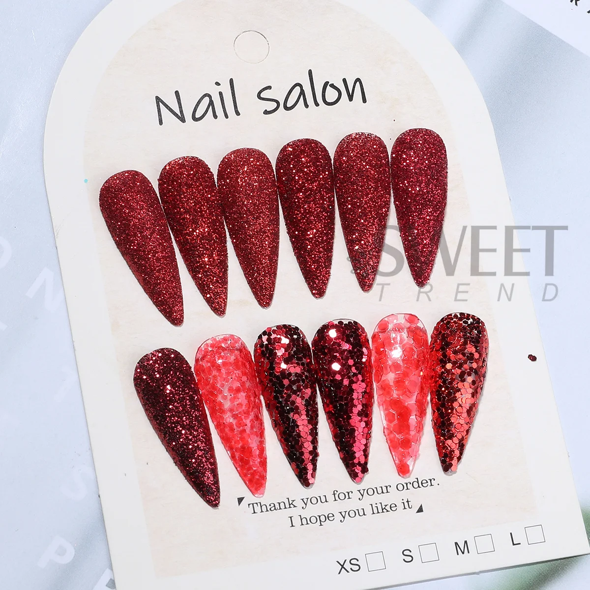 12 Stück reflektierende rote Nagel-Glitzer-Pailletten im Neujahrsstil, sechseckige Scheiben, Flitter, fröhliche festliche Valentinstag-Maniküre-Pailletten