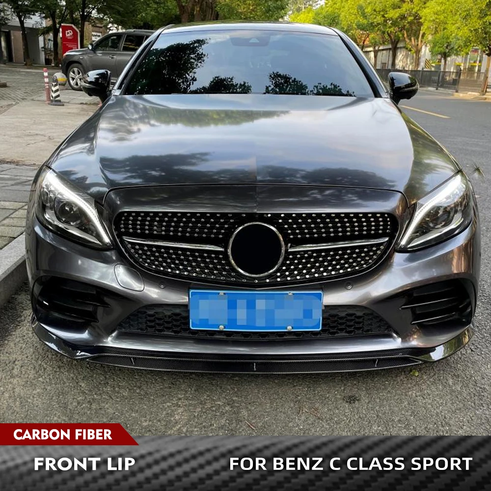 

Для Mercedes Benz Sport W205 C205 A205 C300 C200 2019UP автомобильный передний бампер из углеродного волокна, спойлер, сплиттер, автомобильный бампер, подбородок, губа