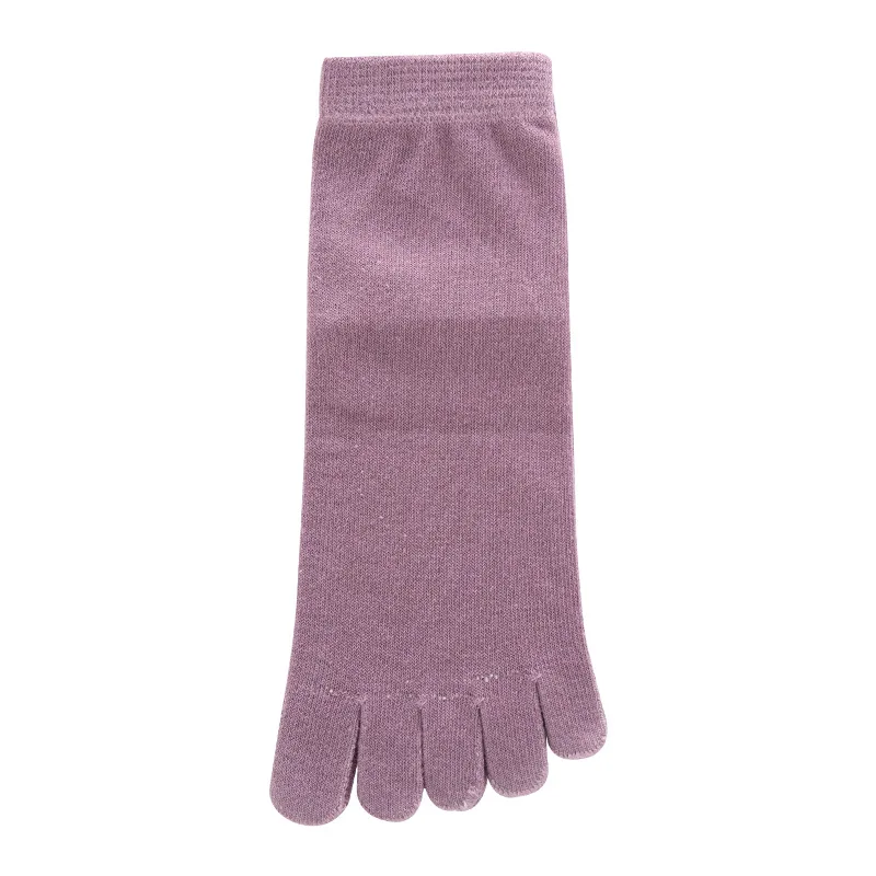 Women's High Elastic Socks Sweat-Absorbing Medium Tube Separated-Toe Thin Breathable Casual Solid Color Sports Five Finger Socks