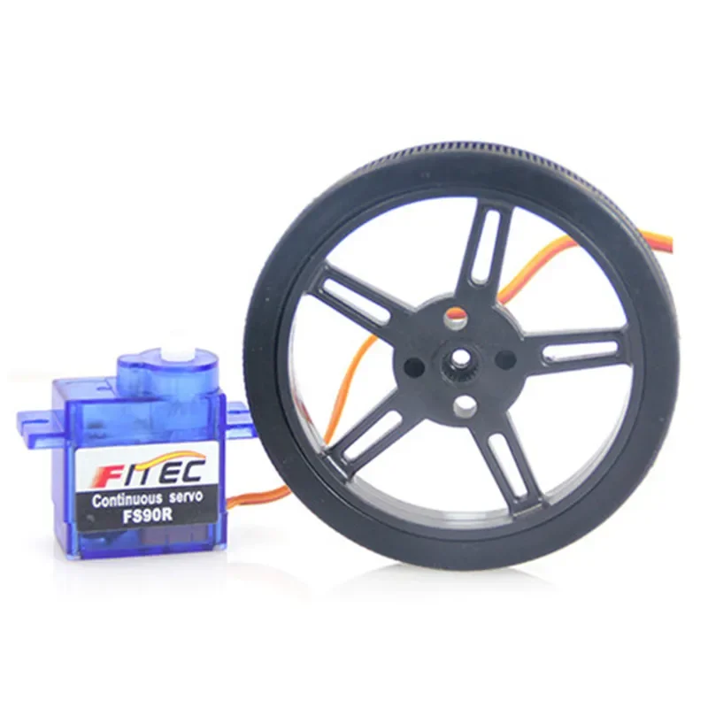 SmCpFeetech FS90R 360 Degree Continuous Rotation 9g Micro Servo Motor + FS90R-W Wheel For Smart RC Car Boat Robot Drones