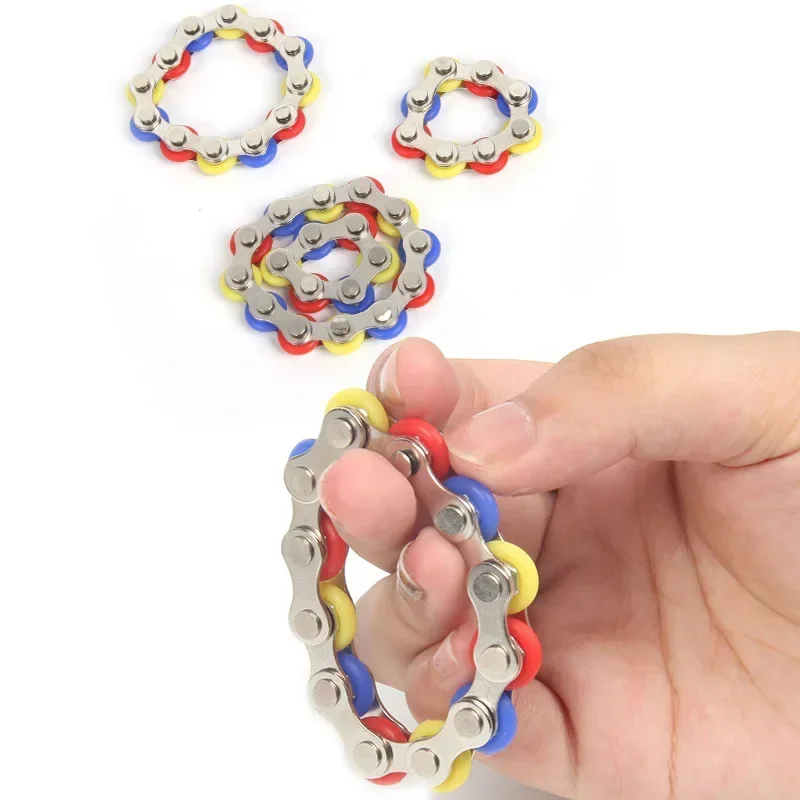 1 pçs corrente de bicicleta fidget spinner pulseira para autismo e tdah brinquedo de metal anti estresse brinquedo alívio do estresse brinquedos de mesa