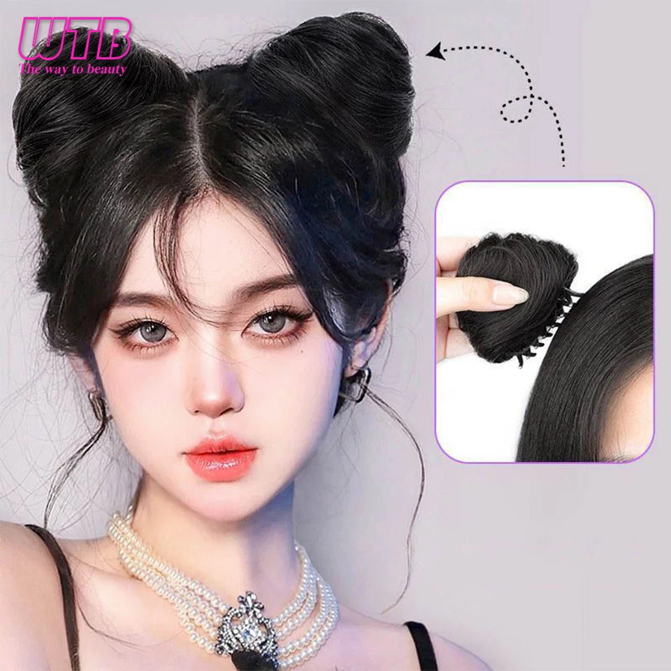 Wtb Synthetisch Haarknot Zwart Bruin Steil Haar Scrunchies Knot Klauw Clip In Haarverlenging Haarstukjes Voor Dames Kattenoor Chignon