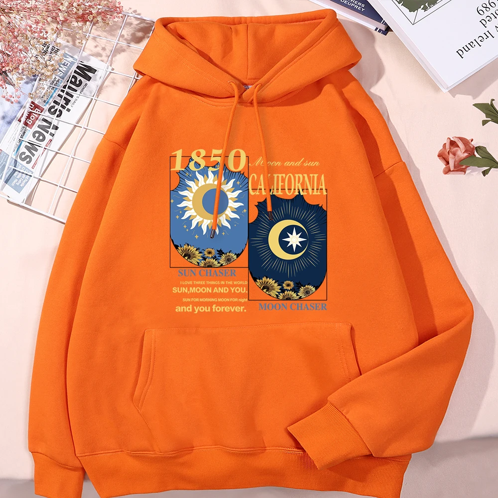 California 1850 Sun And Moon Chaser Clothing Men'S Loose Harajuku Hoodie Vintage Comfortable Hoodies Fashion Classic Clothes