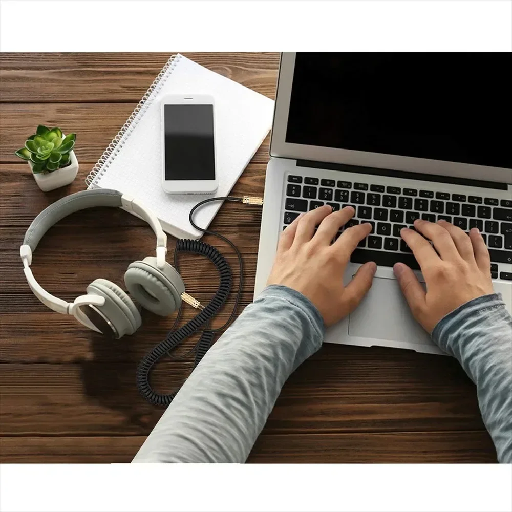 OFC Replacement Spring Coiled Aux 3.5mm Cable Extension Cord For Sony ICF-CS10iP RDP-M15iP RDP-M5iP RDP-V20iP Speaker