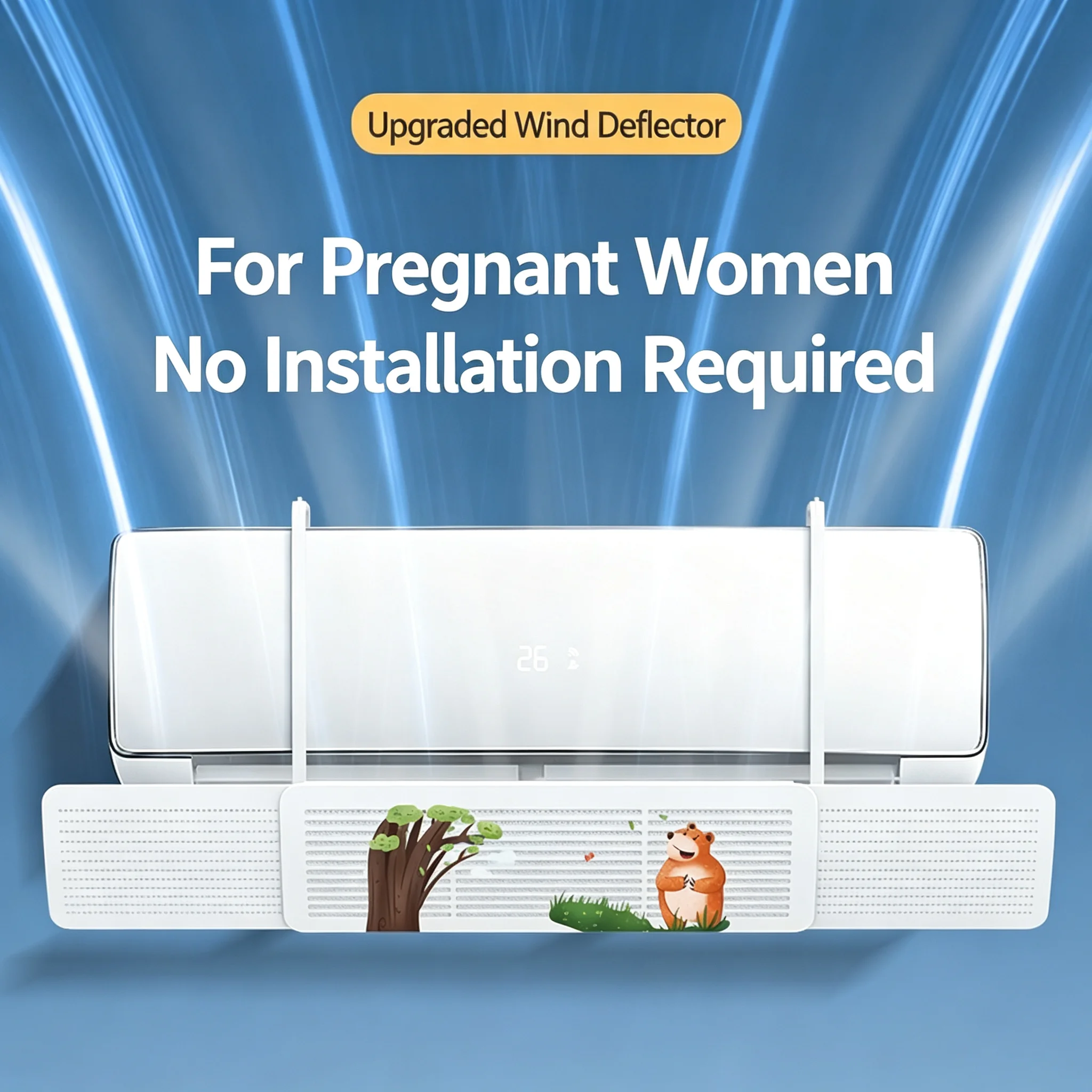2 Items: 1 Air Conditioner Wind Deflector + 1 Sticker, Easy-To-Install Air Conditioner Wind Deflector, Say Goodbye to Traditional Wind Deflectors, Hook-Style Wind Deflector Is More Convenient, Prevents Direct Blowing, Effective Wind Protection, Simple and Easy to Install, Suitable for Most Wall-Mounted Air Conditioners