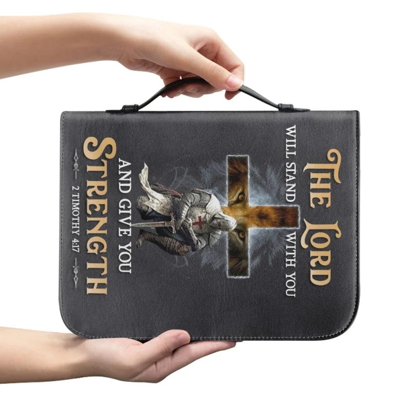 Divine Guardian Bible Cover with 2 Timothy Verse Church Bible Cover Case PU Handbags Study Book Holy Storage Boxes For Women