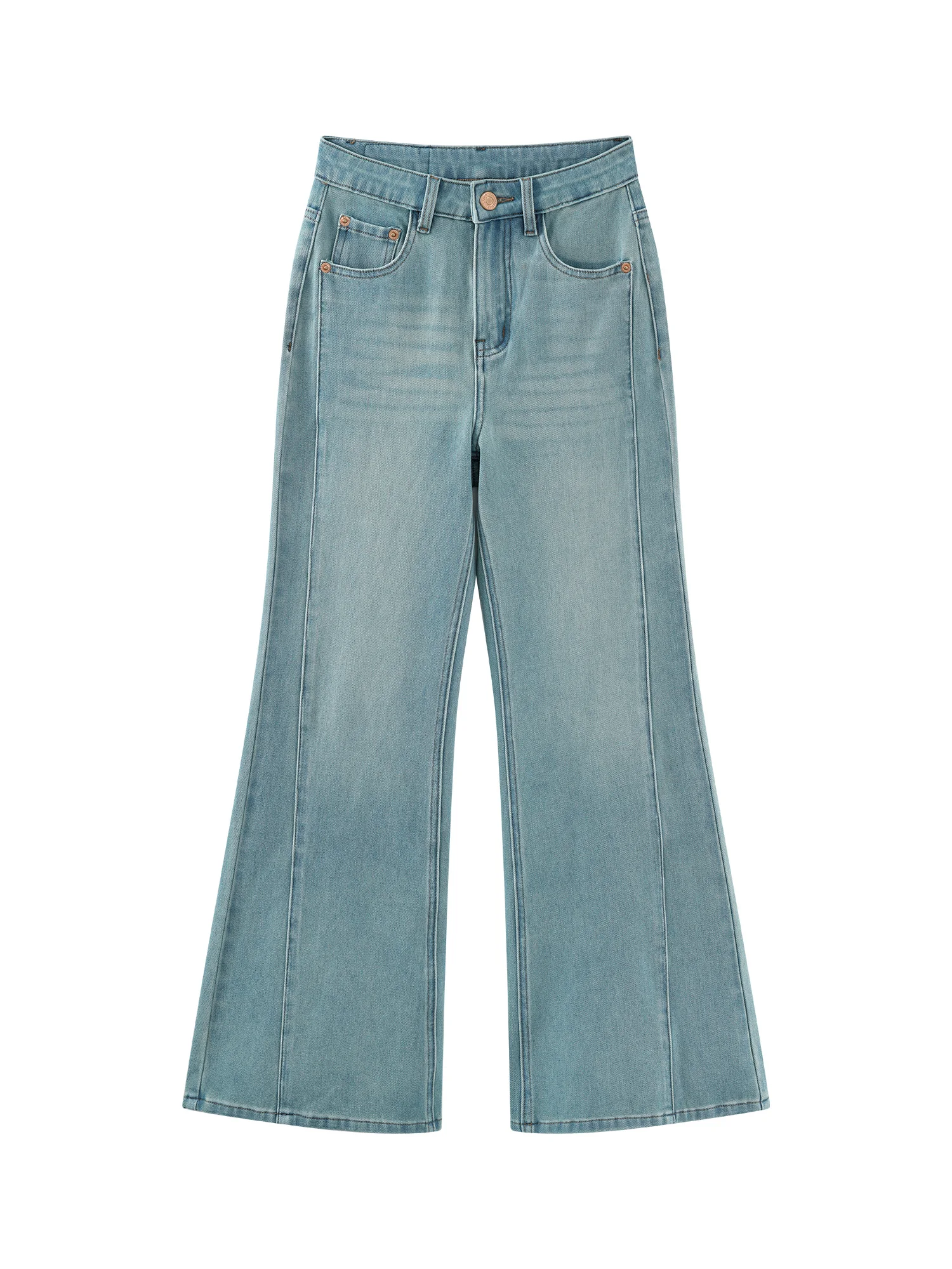 High Waist Flared Jeans Women Vintage Wash Blue Denim Pants Slim Fit Bootcut Trousers Retro American Style Casual Autumn Outfit - Image 6